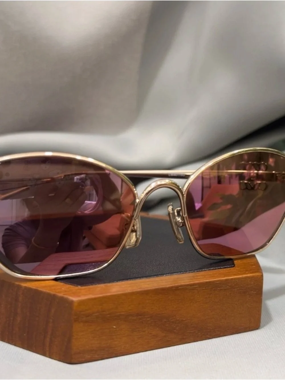 Loewe Gold Frame Sunglasses with Pink Lenses